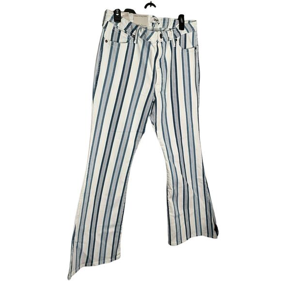 Wrangler Bailey High Rise Flare Jeans Striped Blue/White Size 13 - 32x32 NWT - Picture 1 of 5